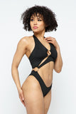 REBELLA BALI VACAY HALTER CUT-OUT MONOKINI, BLACK- SIDE VIEW