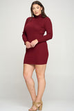 Taylor Roll-Neck Sweater Dress - Wine