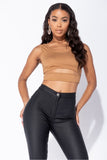 Cut You Off Cropped Tank - Caramel