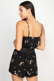 REBELLA FIORI CROCHETED-WAIST FLORAL ROMPER, IN BLACK- BACK VIEW