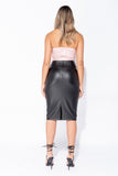 REBELLA HOOKED ON YOU CROPPED PINK SATIN BUSTIER TOP- BACK VIEW